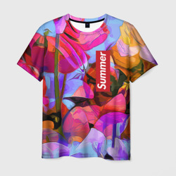 Мужская футболка 3D Красочный летний цветочный паттерн Summer color pattern