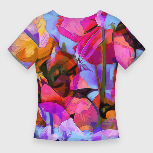 Женская футболка 3D Slim Красочный летний цветочный паттерн Summer color pattern, цвет 3D печать - фото 2