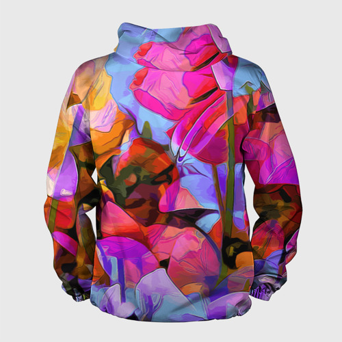 Мужская ветровка 3D с принтом Красочный летний цветочный паттерн / Summer color pattern, вид сзади #1