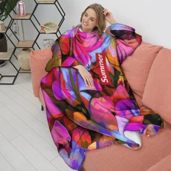 Плед с рукавами Красочный летний цветочный паттерн Summer color pattern - фото 2
