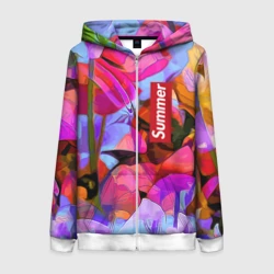 Женская толстовка 3D на молнии Красочный летний цветочный паттерн Summer color pattern