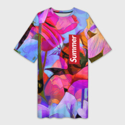 Платье-футболка 3D Красочный летний цветочный паттерн Summer color pattern