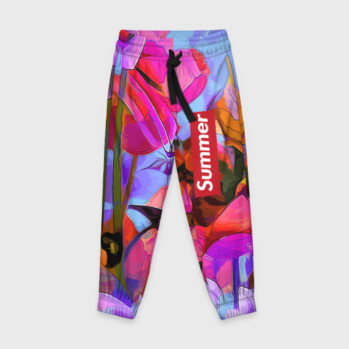 Детские брюки 3D Красочный летний цветочный паттерн Summer color pattern, цвет 3D печать