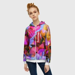 Женская толстовка 3D на молнии Красочный летний цветочный паттерн Summer color pattern - фото 2