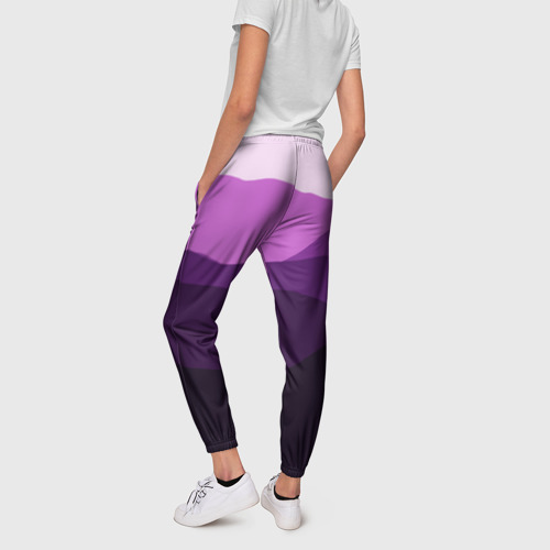 Женские брюки 3D фиолетовый градиент горы абстракция, цвет 3D печать - фото 4