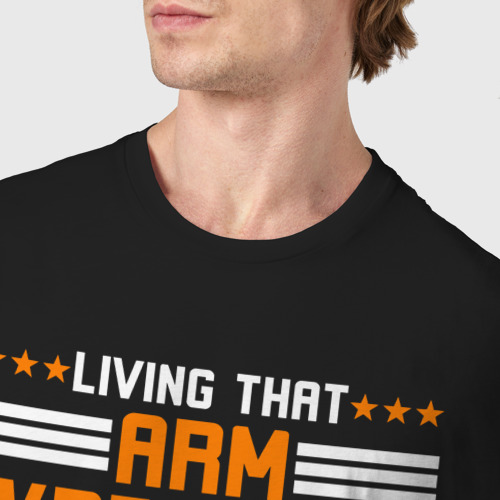 Мужская футболка хлопок Жить жизнью армрестлинга, цвет черный - фото 6