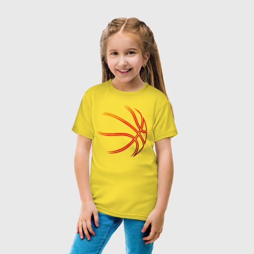 Детская футболка хлопок Баскетбольный мяч оранж, цвет желтый - фото 5