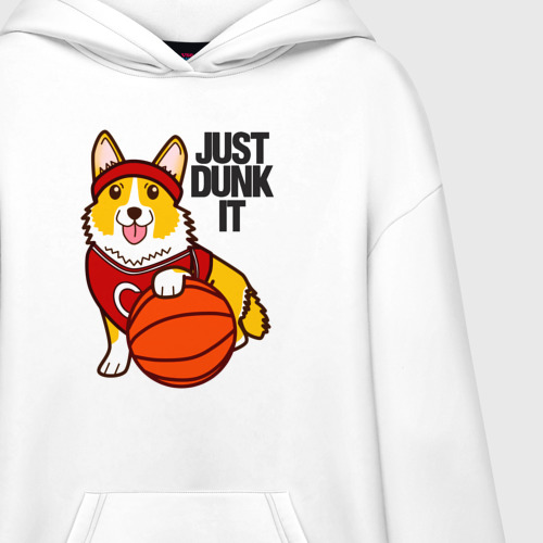 Худи SuperOversize хлопок Just dunk IT корги, цвет белый - фото 3