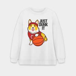 Женский свитшот oversize без начеса хлопок Just dunk IT корги