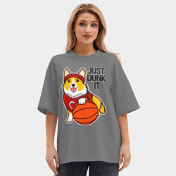 Женская футболка Oversize хлопок premium Just dunk IT корги - фото 2