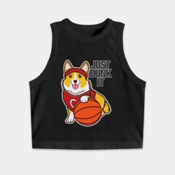 Женская укороченная майка-топ хлопок Just dunk IT корги