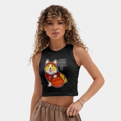 Женская укороченная майка-топ хлопок Just dunk IT корги - фото 2