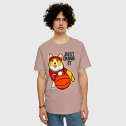 Мужская футболка хлопок Oversize Just dunk IT корги - фото 2