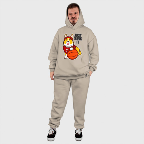 Мужской костюм oversize хлопок Just dunk IT корги, цвет миндальный - фото 8