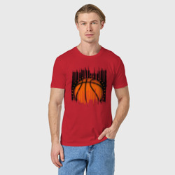 Мужская футболка хлопок Баскетбольный мяч в разрыве - фото 2