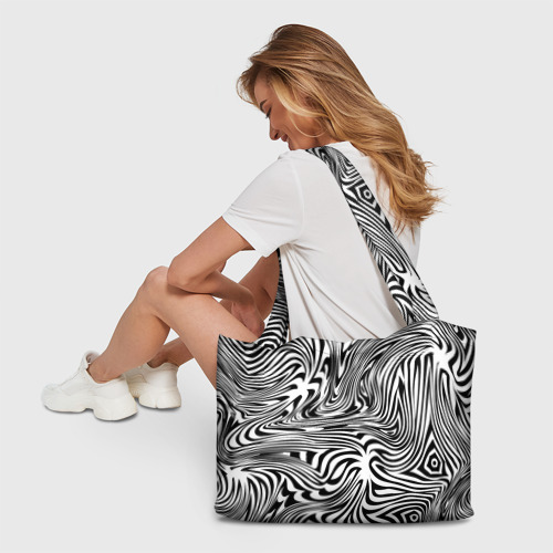 Пляжная сумка 3D Сумасшедшая зебра. Абстрактный узор с извилистыми линиями - фото 6