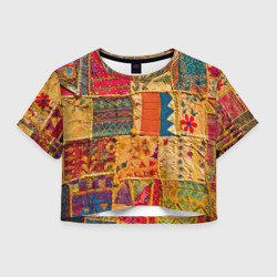 Женская футболка Crop-top 3D Пэчворк Лоскутное одеяло Patchwork Quilt