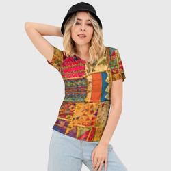 Женская футболка 3D Slim Пэчворк Лоскутное одеяло Patchwork Quilt - фото 2