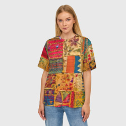 Женская футболка oversize 3D Пэчворк Лоскутное одеяло Patchwork Quilt - фото 2