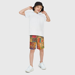 Детские спортивные шорты 3D Пэчворк Лоскутное одеяло Patchwork Quilt - фото 2
