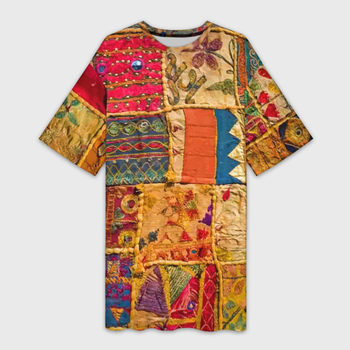 Платье-футболка с принтом Пэчворк Лоскутное одеяло Patchwork Quilt, вид спереди №1