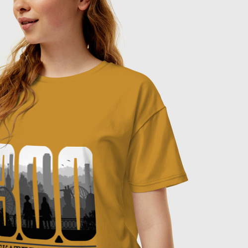 Женская футболка хлопок Oversize 300-летие Екатеринбурга, цвет горчичный - фото 3