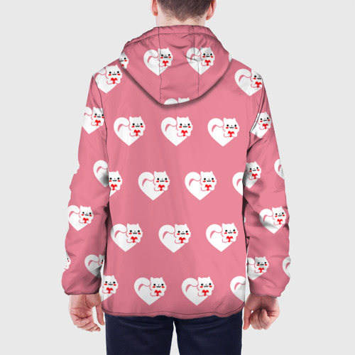 Мужская куртка 3D с принтом Орнамент сердце кот, вид сзади #2