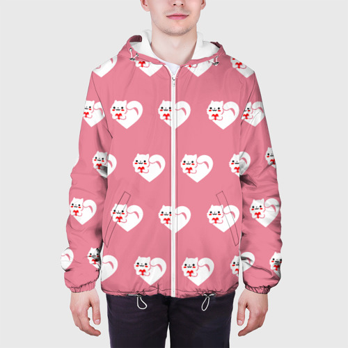 Мужская куртка 3D с принтом Орнамент сердце кот, вид сбоку #3