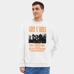 Мужской свитшот oversize без начеса хлопок Guns-n-roses афиша - фото 2
