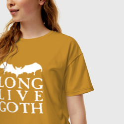 Женская футболка хлопок Oversize Long Live Goth - фото 2