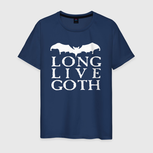 Мужская футболка из хлопка с принтом Long Live Goth, вид спереди №1