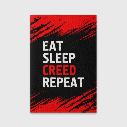 Обложка для паспорта матовая кожа Eat Sleep Creed Repeat - Краски, цвет черный