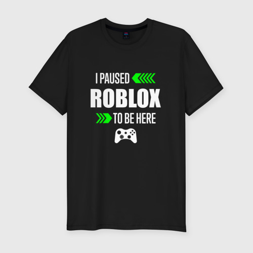 Мужская футболка хлопок Slim Roblox I Paused, цвет черный