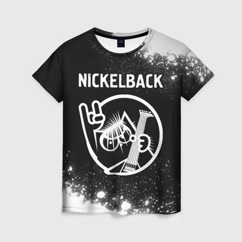 Женская футболка с принтом Nickelback кот Брызги, вид спереди №1