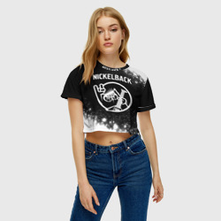 Женская футболка Crop-top 3D Nickelback кот Брызги - фото 2