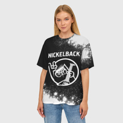 Женская футболка oversize 3D Nickelback кот Брызги - фото 2
