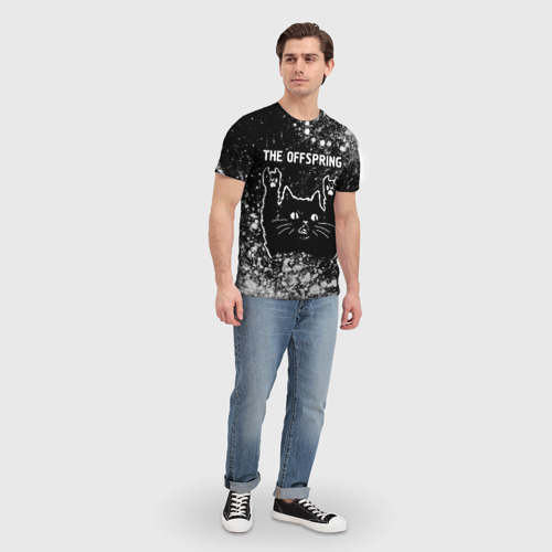 Мужская футболка 3D с принтом The Offspring / Rock Cat, вид сбоку #3