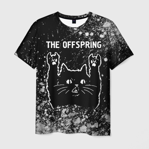 Мужская футболка 3D с принтом The Offspring / Rock Cat, вид спереди #2
