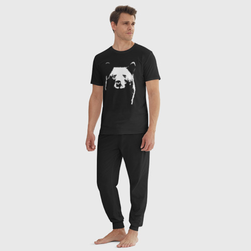 Мужская пижама хлопок Медвежий лик, цвет черный - фото 5