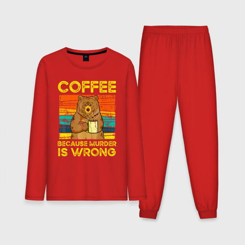 Мужская пижама с лонгсливом хлопок Кофе, потому что убийство это неправильно, цвет красный
