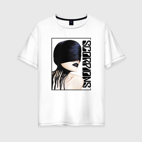 Женская футболка из хлопка оверсайз с принтом Icon Scorpions, вид спереди №1