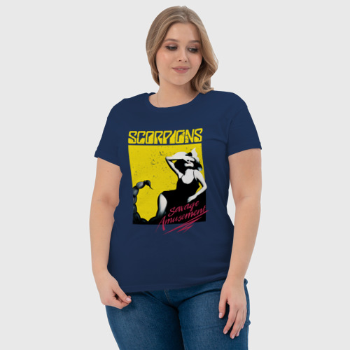 Женская футболка хлопок Savage Amusement, цвет темно-синий - фото 6