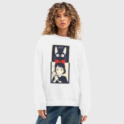 Женский свитшот oversize без начеса хлопок Kiki Service - фото 2