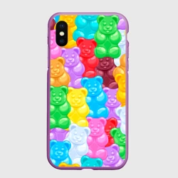 Чехол для iPhone XS Max матовый Мармеладные мишки разноцветные