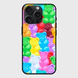 Чехол силиконовый для Apple iPhone 15 Pro Мax матовый Мармеладные мишки разноцветные