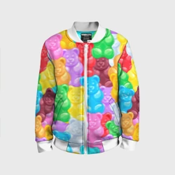 Детский бомбер 3D Мармеладные мишки разноцветные