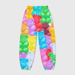 Женские джоггеры оверсайз 3D Мармеладные мишки разноцветные