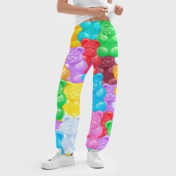 Женские джоггеры оверсайз 3D Мармеладные мишки разноцветные - фото 2