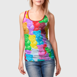 Женская майка 3D Мармеладные мишки разноцветные - фото 2