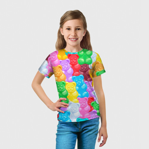 Детская футболка 3D Мармеладные мишки разноцветные, цвет 3D печать - фото 5